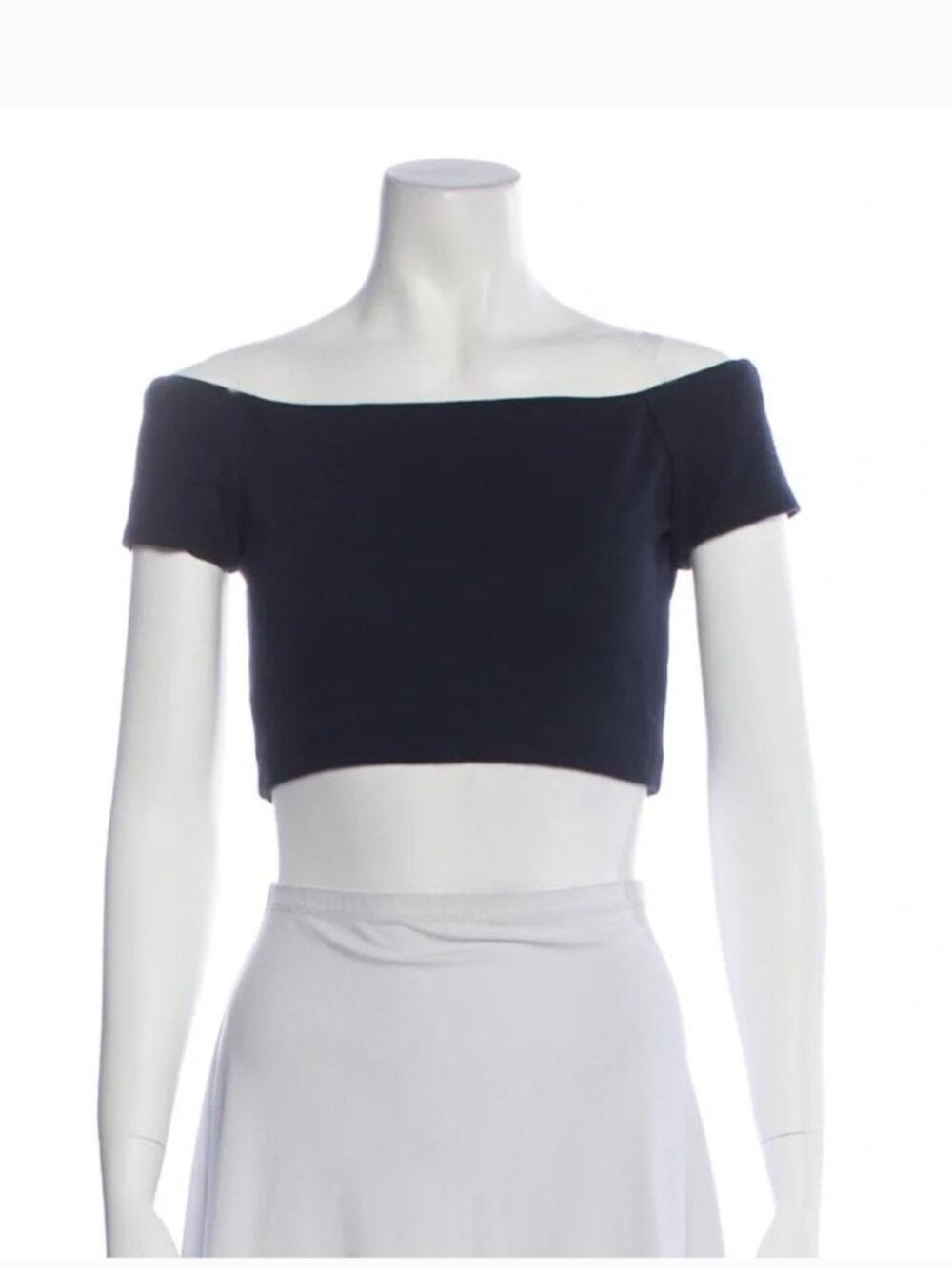 Alice & Olivia Cropped Blouse Black - Off The Shoulder - X Small